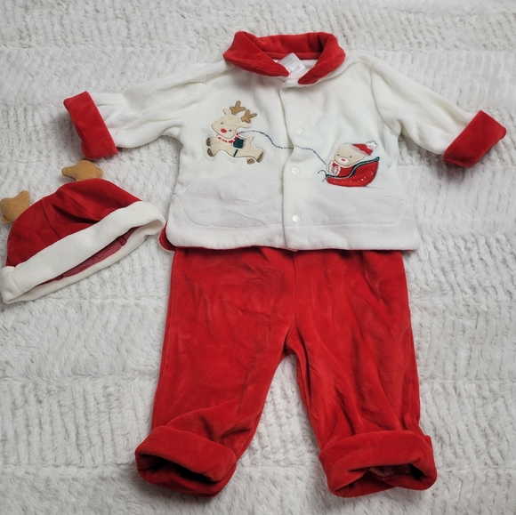 Infant Christmas velour outfit - Picture 1 of 11